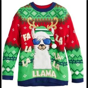 33 Degrees Boys Fa La La Llama Ugly Christmas Sweater Size L
